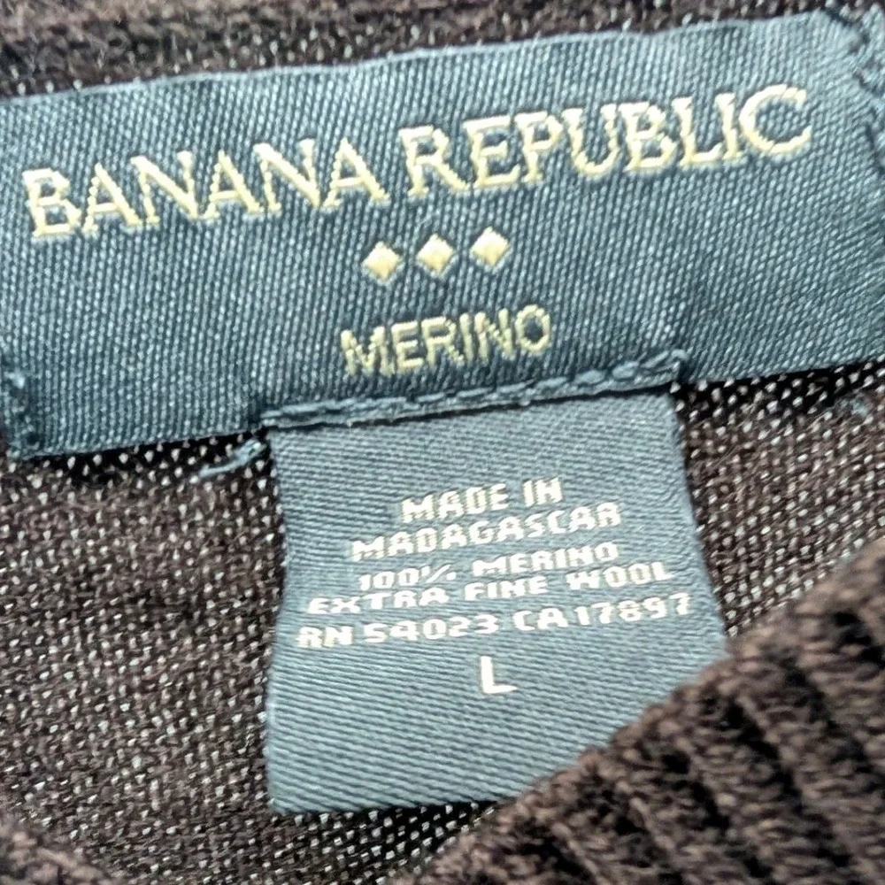 Banana Republic Sweater Brown Merino Wool V-Neck Knit 247270-03 - Large